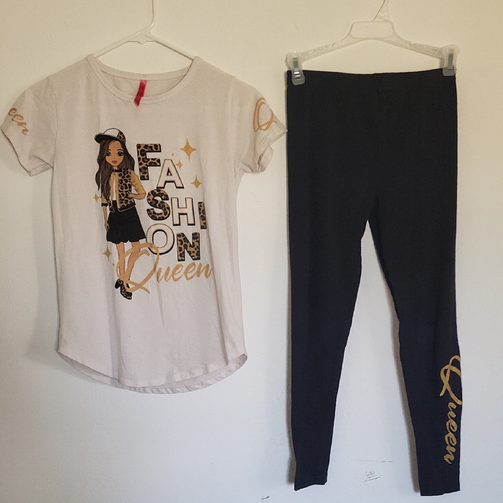 Mini Fashion Queen Kids Matching Set - White and Black (LL129)